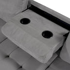 Divano componibile a L in velluto grigio con chaise longue reversibile – 6 posti