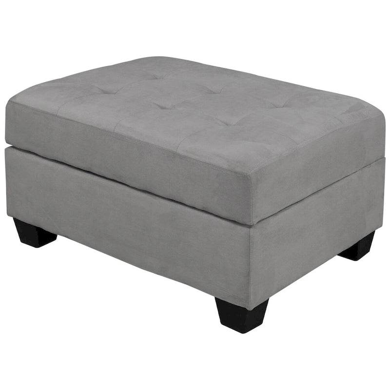 Divano componibile a L in velluto grigio con chaise longue reversibile – 6 posti