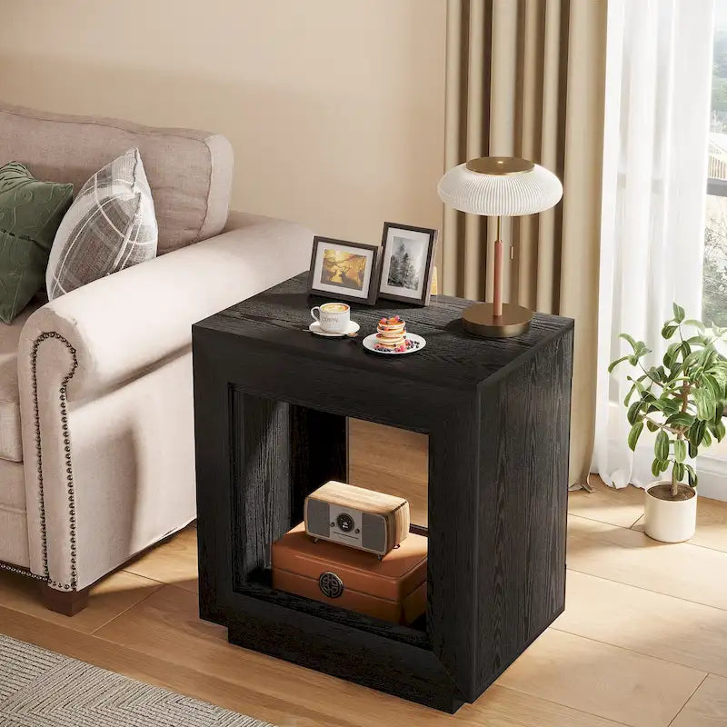 Tavolino Rettangolare a 2 Ripiani Grigio / Naturale / Marrone / Nero – Uso Singolo, MDF