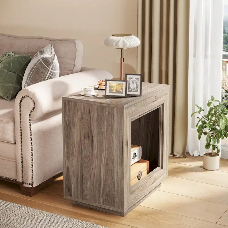 Tavolino Rettangolare a 2 Ripiani Grigio / Naturale / Marrone / Nero – Uso Singolo, MDF