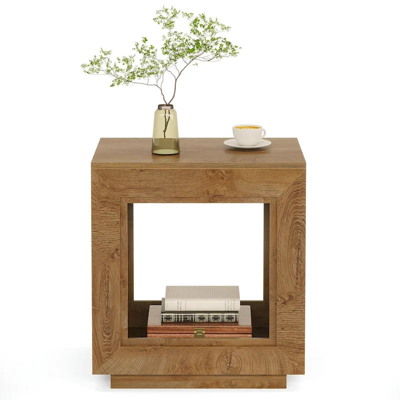 Tavolino Rettangolare a 2 Ripiani Grigio / Naturale / Marrone / Nero – Uso Singolo, MDF