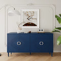 Mobiletto contenitore a 4 ante – Blu navy / Champagne / Blu | MDF e gambe in pino | Montaggio da 1 persona