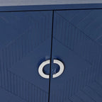 Mobiletto contenitore a 4 ante – Blu navy / Champagne / Blu | MDF e gambe in pino | Montaggio da 1 persona