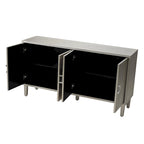 Mobiletto contenitore a 4 ante – Blu navy / Champagne / Blu | MDF e gambe in pino | Montaggio da 1 persona