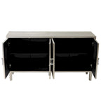 Mobiletto contenitore a 4 ante – Blu navy / Champagne / Blu | MDF e gambe in pino | Montaggio da 1 persona