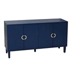 Mobiletto contenitore a 4 ante – Blu navy / Champagne / Blu | MDF e gambe in pino | Montaggio da 1 persona