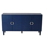 Mobiletto contenitore a 4 ante – Blu navy / Champagne / Blu | MDF e gambe in pino | Montaggio da 1 persona