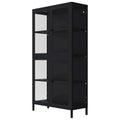 Mobile contenitore in vetro a 4 ante nero / blu / verde menta – Credenza in acciaio laminato a freddo, 1 unità