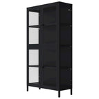 Mobile contenitore in vetro a 4 ante nero / blu / verde menta – Credenza in acciaio laminato a freddo, 1 unità