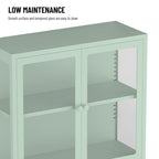 Mobile contenitore in vetro a 4 ante nero / blu / verde menta – Credenza in acciaio laminato a freddo, 1 unità