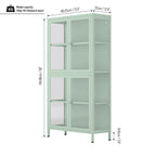 Mobile contenitore in vetro a 4 ante nero / blu / verde menta – Credenza in acciaio laminato a freddo, 1 unità