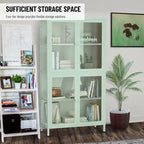 Mobile contenitore in vetro a 4 ante nero / blu / verde menta – Credenza in acciaio laminato a freddo, 1 unità