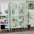 Mobile contenitore in vetro a 4 ante nero / blu / verde menta – Credenza in acciaio laminato a freddo, 1 unità