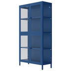 Mobile contenitore in vetro a 4 ante nero / blu / verde menta – Credenza in acciaio laminato a freddo, 1 unità