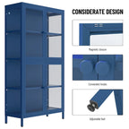 Mobile contenitore in vetro a 4 ante nero / blu / verde menta – Credenza in acciaio laminato a freddo, 1 unità