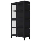 Mobile contenitore in vetro a 4 ante nero / blu / verde menta – Credenza in acciaio laminato a freddo, 1 unità