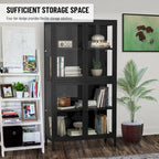 Mobile contenitore in vetro a 4 ante nero / blu / verde menta – Credenza in acciaio laminato a freddo, 1 unità
