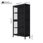 Mobile contenitore in vetro a 4 ante nero / blu / verde menta – Credenza in acciaio laminato a freddo, 1 unità