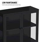 Mobile contenitore in vetro a 4 ante nero / blu / verde menta – Credenza in acciaio laminato a freddo, 1 unità