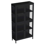 Mobile contenitore in vetro a 4 ante nero / blu / verde menta – Credenza in acciaio laminato a freddo, 1 unità