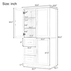 Mobile Contenitore Alto da Bagno Nero con 3 Cassetti e Ripiano Regolabile