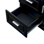 Mobile Contenitore Alto da Bagno Nero con 3 Cassetti e Ripiano Regolabile