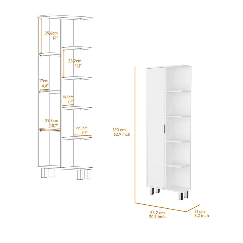 Armadietto per biancheria con finitura White Pine – 2 Sezioni, Montaggio a 1 Persona