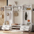 Appendiabiti da ingresso staccabile 4-in-1 bianco con panca portascarpe, cassetti e ganci – 2 posti