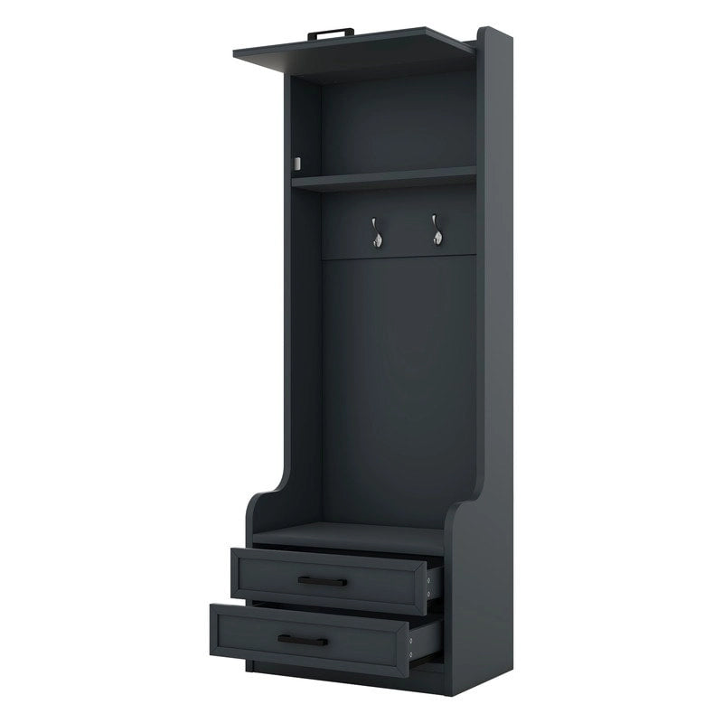 Appendiabiti da ingresso staccabile 4-in-1 bianco con panca portascarpe, cassetti e ganci – 2 posti