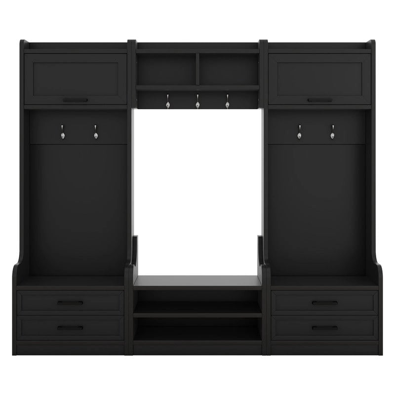 Appendiabiti da ingresso staccabile 4-in-1 bianco con panca portascarpe, cassetti e ganci – 2 posti