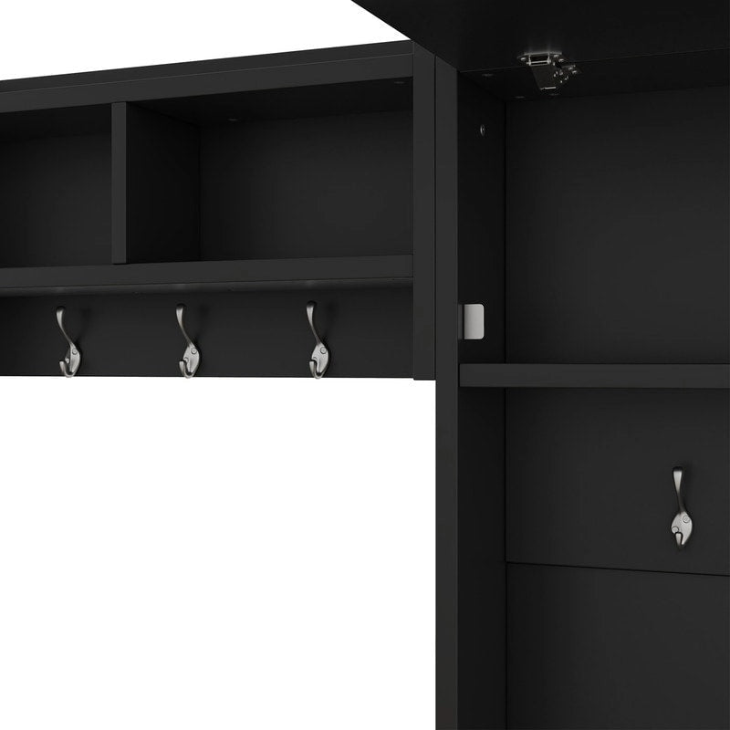 Appendiabiti da ingresso staccabile 4-in-1 bianco con panca portascarpe, cassetti e ganci – 2 posti