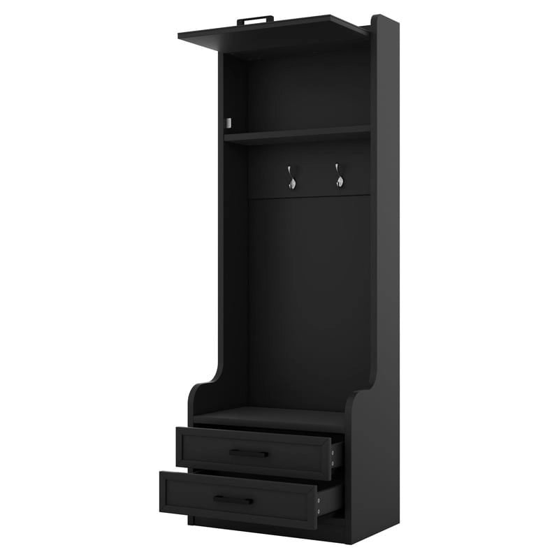 Appendiabiti da ingresso staccabile 4-in-1 bianco con panca portascarpe, cassetti e ganci – 2 posti