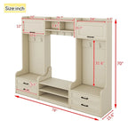 Appendiabiti da ingresso staccabile 4-in-1 bianco con panca portascarpe, cassetti e ganci – 2 posti